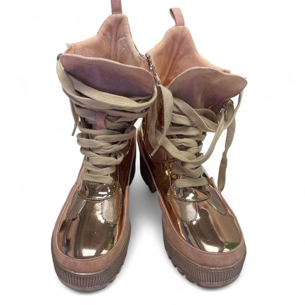 Gold metallic platform boots